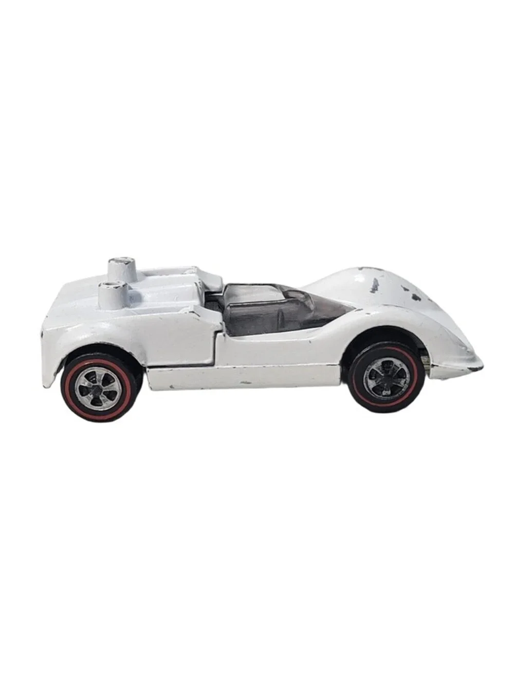 Hot Wheels Redline 1968 Chaparral 2G White w/Black Interior Good Tires NO Wing